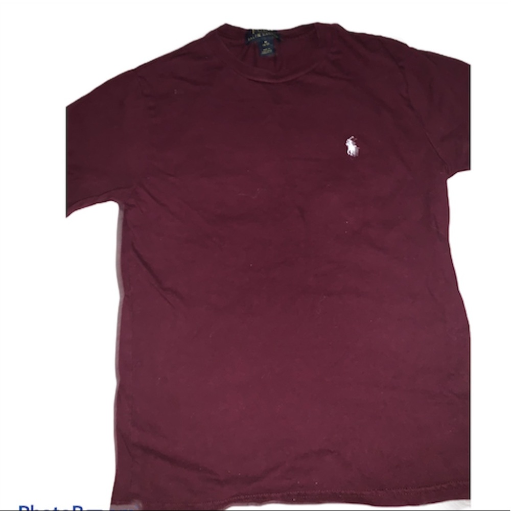 Polo dark burgundy tee w/ white horse size medium